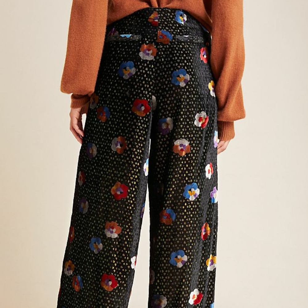 NWT Anthro Pasquette Velvet Wide-Leg Pants 10 - Picture 4 of 12